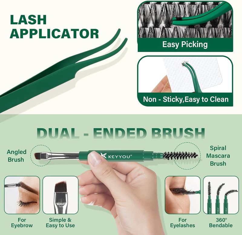 DIY Lash Extension Kit  300Pcs Individual Eyelash Extension Kit 40D 0.07D Curl 8-16MIX Lash Clusters with Lash Glue Remover Applicator Easy to Use for Beginners(40D-0.07D,8-16Mix)