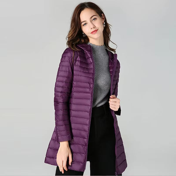 Winter Long down Jackets Women Oversize Ultra Light Thin Coat Autumn Fashion Casual Slim Parka ED1342