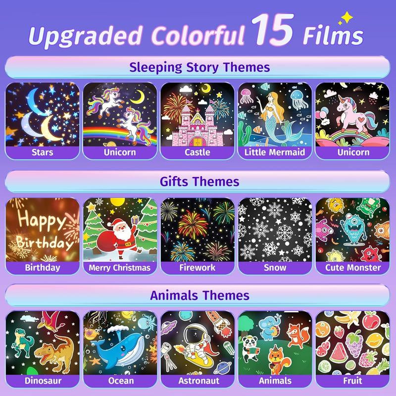 Onefire Unicorn Toys for Girls Gifts, 15 Films+15 Lullaby Sound Machine for Kids Night Light Projector, Remote+Rechargeable Night Light for Kids Gifts, 360 °Rotation Princess Mermaid Toddler Girl Toys