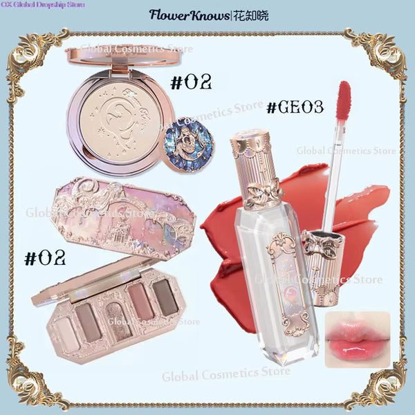 Flowerknows Moonlight Mermaid Series Makeup Kit for Women Eyeshadow Palette Lipstick Lip Gloss Makeup Powder Makeup Set