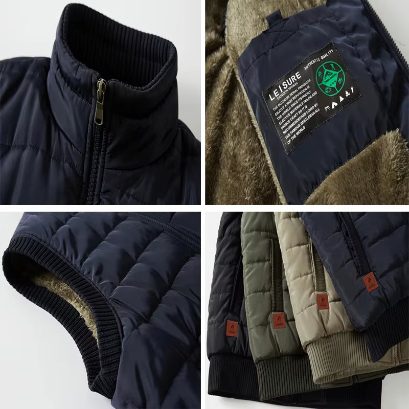 Winter Mens Fleece Jacket Sleeveless Vest Man Waterproof Vest Coats Stand Collar Windbreaker Padded Waistcoats Clothing 8XL