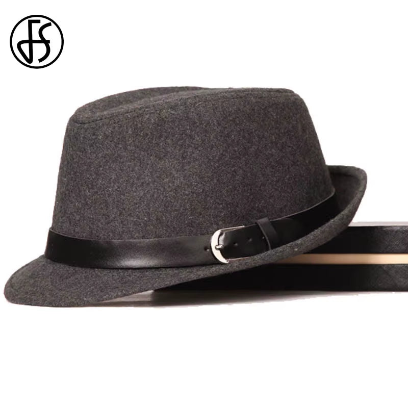 Mens Fedoras Black Panama Fashion Hat Imitate Wool Male Gangster Trilby Cap Casual Party Wide Brim England Style Jazz Hats