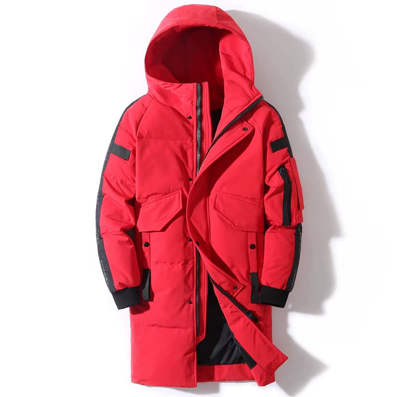 Winter Men'S down Jacket Hooded Fashion Long down Coat Men Windproof Waterproof Thick Warm Brand Mens Clothing Long Parka