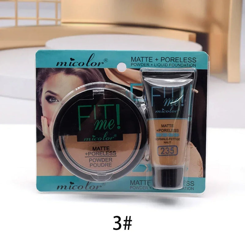 30Ml Liquid Foundation Dark Skin Dedicated Foundation Cosmetic 30G Micolor Fit Me 2 in 1 Matte Black Skin Poreless Powder Set