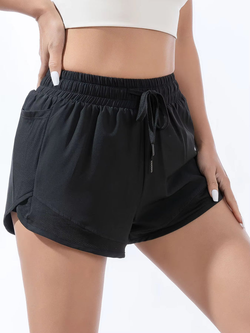 Women'S Double Layered Quick-Dry Athletic Shorts, Anti-Lighting Loose Fit, for Outdoor Leisure Running Fitness Workout, Sport St