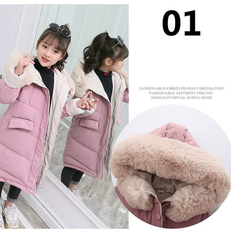 Children Winter down Cotton Jacket 2020 New Fashion Girl Clothing Kids Clothes Thick Parka Fur Hooded Snowsuit Outerwear Coat