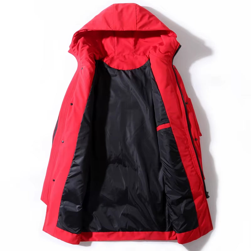 Winter Men'S down Jacket Hooded Fashion Long down Coat Men Windproof Waterproof Thick Warm Brand Mens Clothing Long Parka