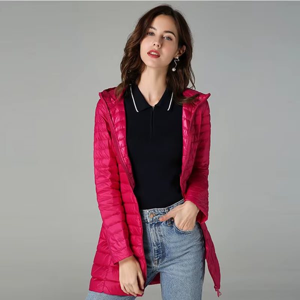 Winter Long down Jackets Women Oversize Ultra Light Thin Coat Autumn Fashion Casual Slim Parka ED1342
