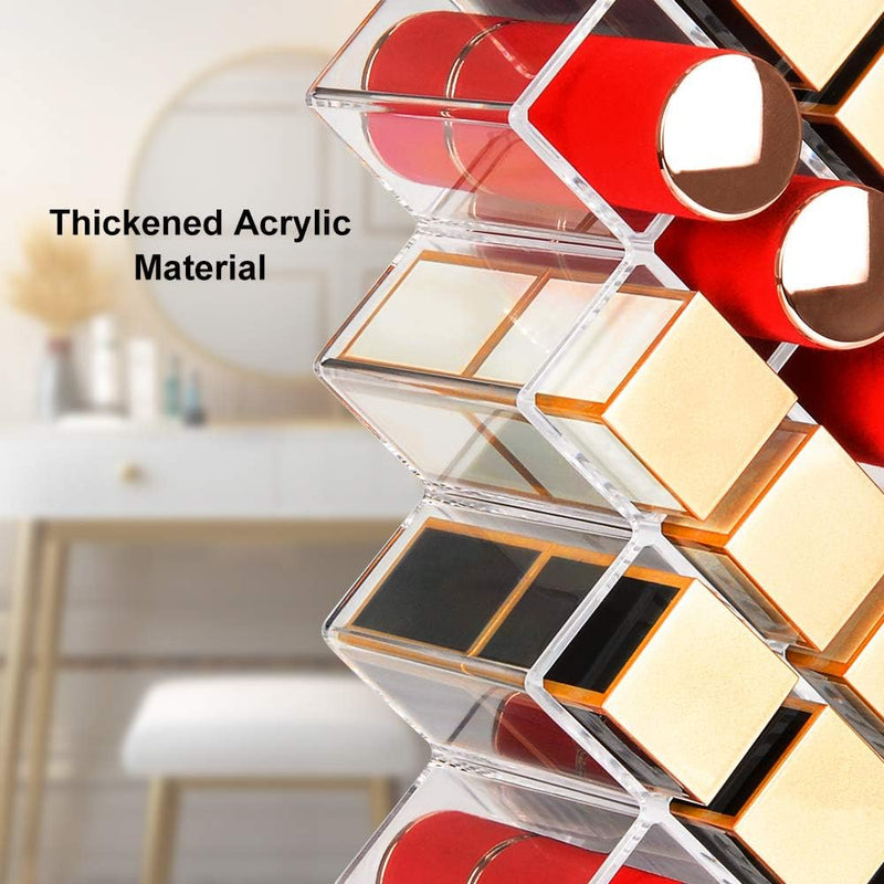 Lipstick Organizers and Storage, Acrylic Lipstick Holder Lip Gloss Tower Clear Cosmetic Fish Sticks Lip Makeup Organizer for Bathroom Vanity Countertop, 16 Slots