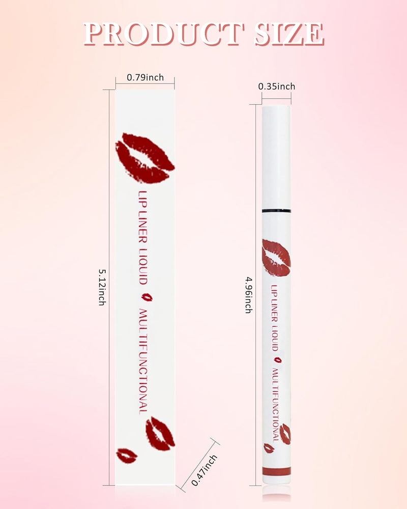 2 Colors Lip Stain Marker Pen, Dark Red Pink Lip Liner Pencil, Matte Finish Lip Tint Stain Liquid Lipstick, Longlasting Smudge-Proof Waterproof Lipliner, Precise Pen Tip, Makeup Gift for Women-01+02