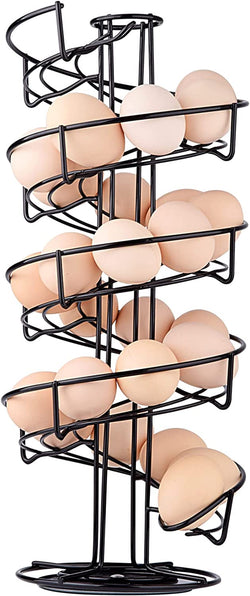 Spiral Design Metal Egg Skelter Dispenser Rack,Storage Display Rack (Black)