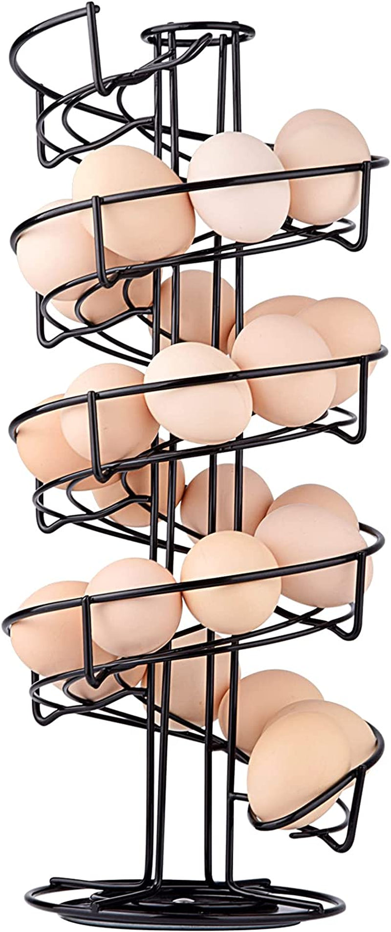 Spiral Design Metal Egg Skelter Dispenser Rack,Storage Display Rack (Black)
