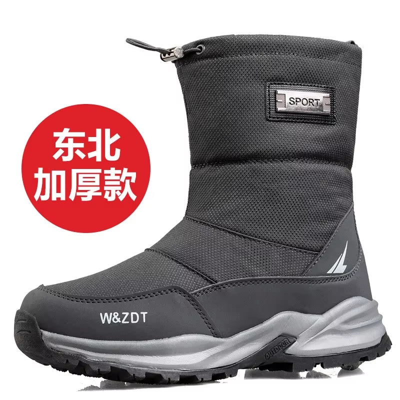 Men Boots 2025 Winter Shoes for Men Warm Snow Boots Mid-Calf Men Warm Shoes Thick Plush Winter Boots for Men Women Cotton Shoes
