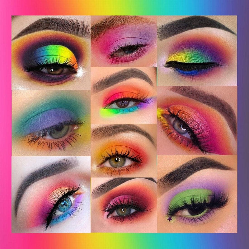 EXOTIC FLAVORS Neon Eyeshadow Makeup Palette - 48 Colorful High Pigmented - Rainbow Matte Shimmer Glitter Eye Shadow Make up Pallet Gift Set