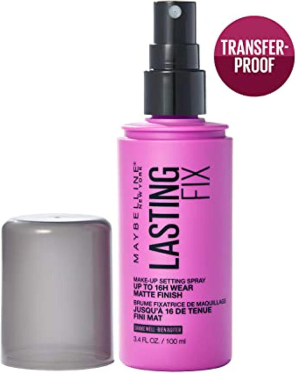 New York Setting Spray, Matte Finish, Transfer Proof and Sweat Resistant, 16H Wear, Facestudio Lasting Fix Makeup, Volume: 3.4 Fl. Oz.