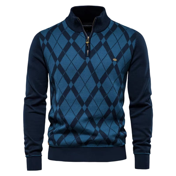 Argyle Solid Color Cardigan Men Casual Quality Zipper Cotton Winter Mens Sweaters Fashion Basic Cardigans for Men