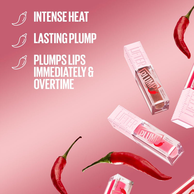 Lifter Gloss Lifter Plump, Plumping Lip Gloss with Chili Pepper and 5% Maxi-Lip, Blush Blaze, Sheer Pale Pink, 1 Count