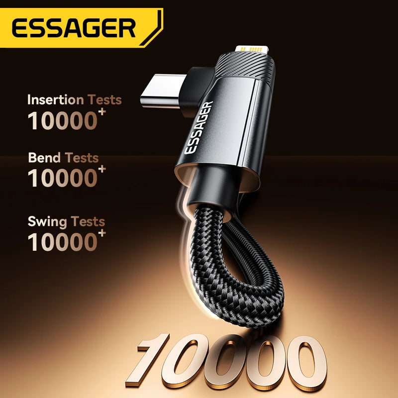 PD 2 in 1 USB a Cable 90 Degree Angle Type C/Lightning Fast Charging Cable for Iphone 16 15 14Pro Max Ipad Xiaomi Huawei