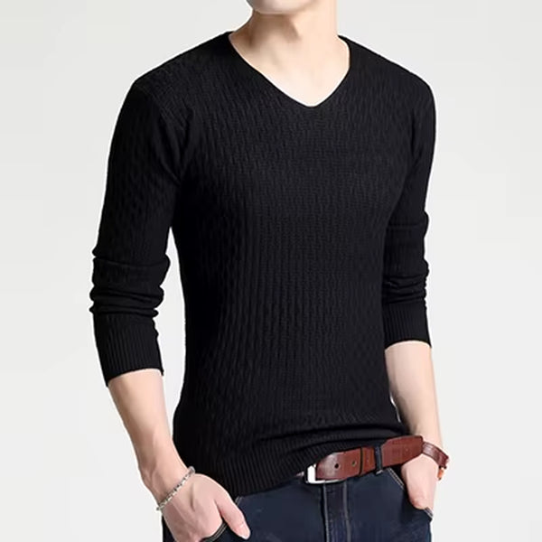 Solid Color Pullover Men V Neck Sweater Men Long Sleeve Shirt Mens Sweaters 2023 Autumn Casual Dress Brand Cashmere Knitwear