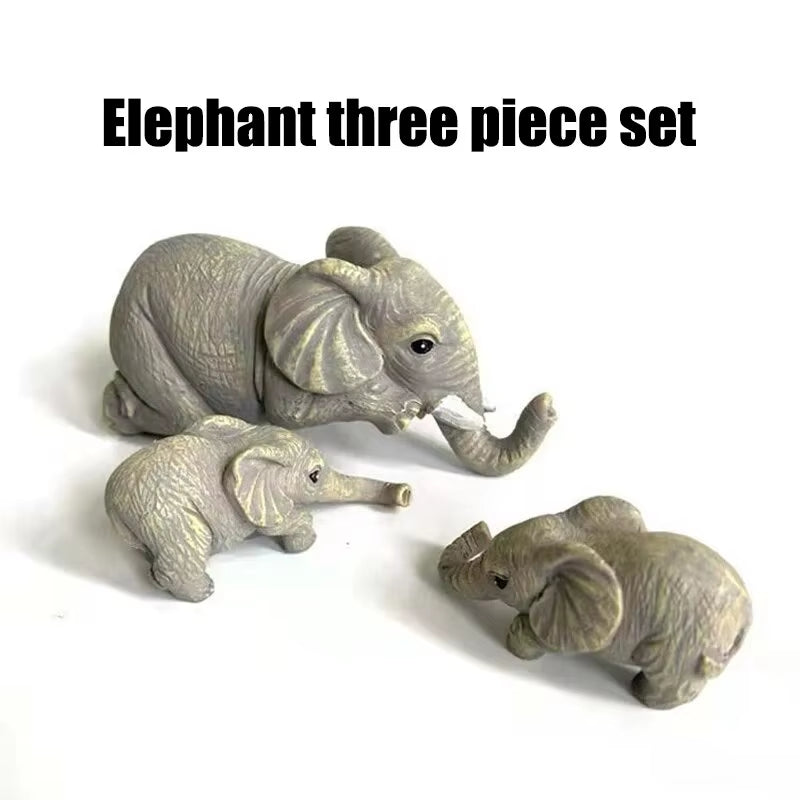 3Pcs/Set Elephant Sitter Hand-Painted Figurines,Full Size M and Two Babies Hanging off the Edge of a Shelf or Table,Resin