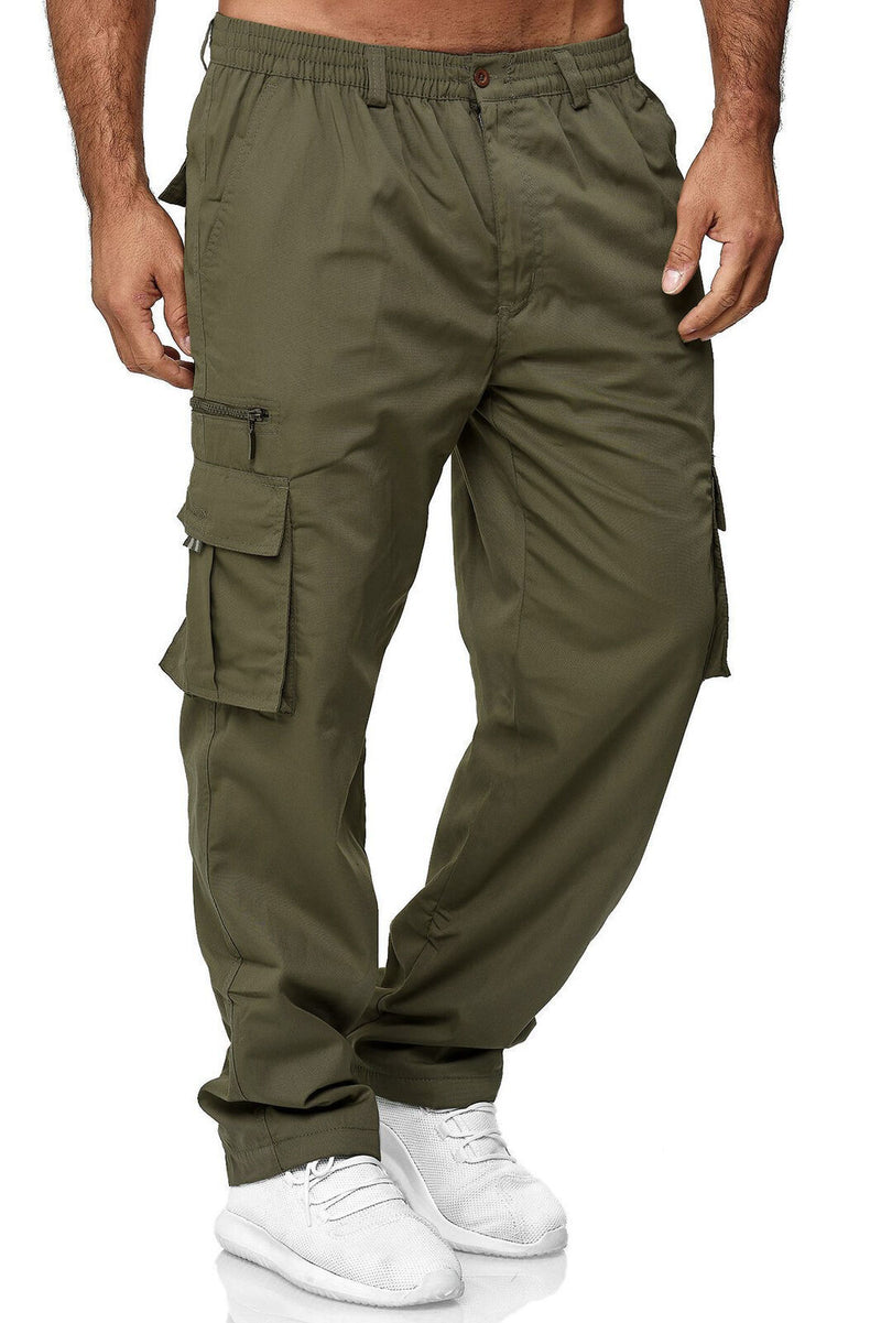 Men'S Casual Multi-Pocket Loose Straight Cargo Pants