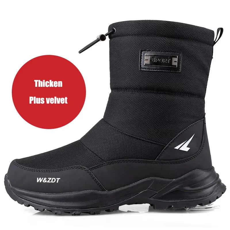 Men Boots 2025 Winter Shoes for Men Warm Snow Boots Mid-Calf Men Warm Shoes Thick Plush Winter Boots for Men Women Cotton Shoes