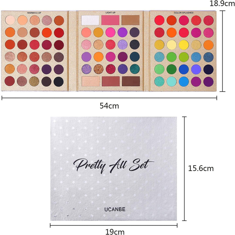 Professional 86 Colors Eyeshadow Palette with 15Pcs Makeup Brushes Set Matte Glitter Long Lasting Highly Pigmented Waterproof Contour Blush Powder Highlighter All in One