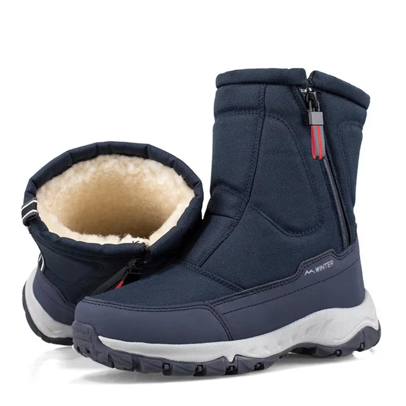 Men Boots 2025 Winter Shoes for Men Warm Snow Boots Mid-Calf Men Warm Shoes Thick Plush Winter Boots for Men Women Cotton Shoes