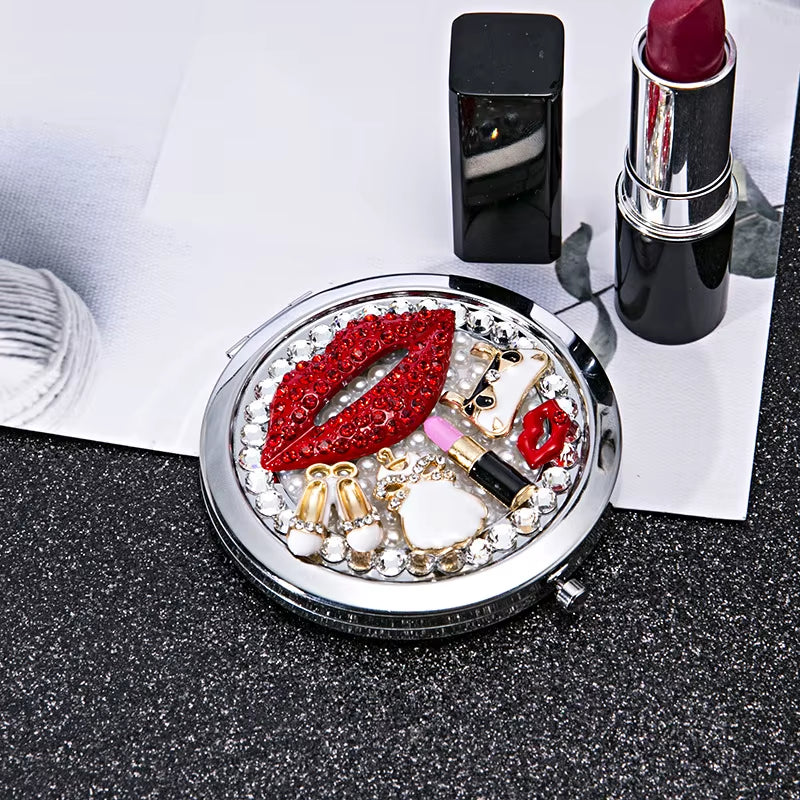 Makeup Pocket Mirror Custom Mini Bling round Shape Makeup Mirrors
