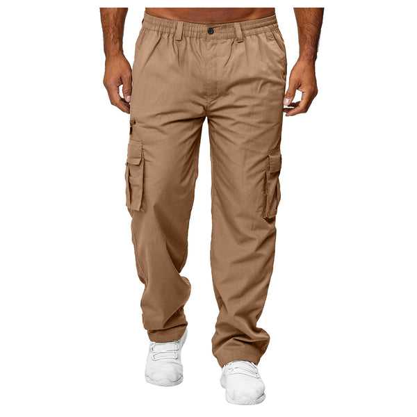 Men'S Casual Multi-Pocket Loose Straight Cargo Pants