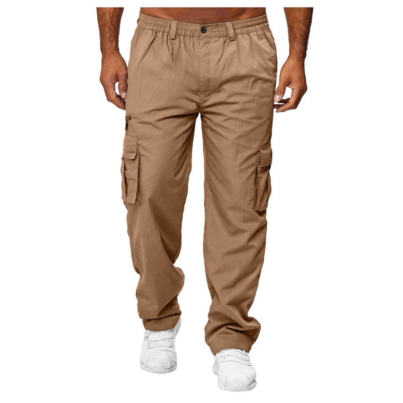 Men'S Casual Multi-Pocket Loose Straight Cargo Pants