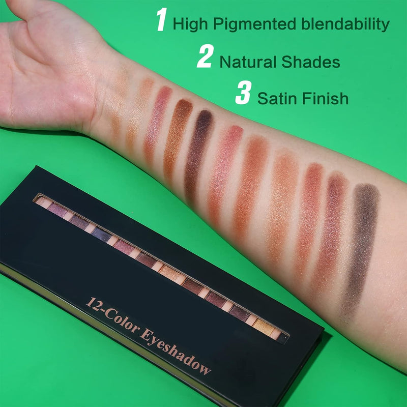 All in One Makeup Set for Women Full Kit - 12 Colors Nude Eyeshadow Palette, Waterproof Black Mascara Eyeliner Pen, 3Pcs Matte Liquid Lipstick Set, Eyebrow Soap Gel Kit, 12 Pcs Brushes Set Makeup Sponge with Makeup Bag Gift Set