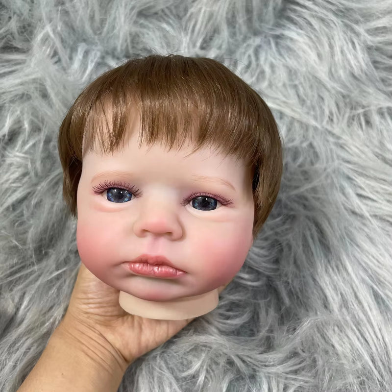 20Inch Painted Reborn Doll Kit Loulou Awake Blue Eyes with Rooted Hair 3D Painted Skin Unassembled DIY Handmade Vinyl Doll Parts