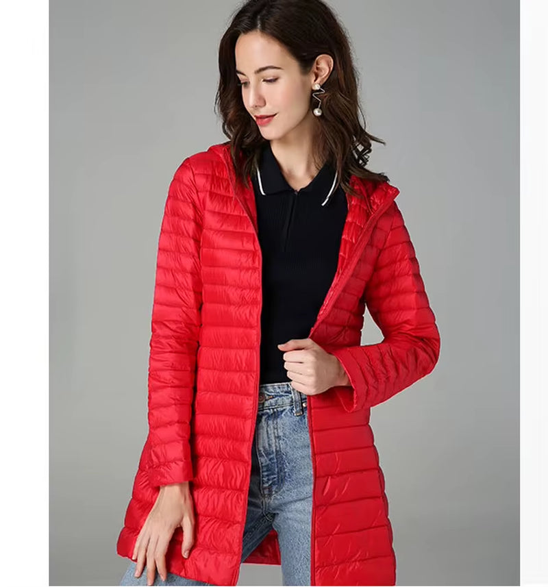 Winter Long down Jackets Women Oversize Ultra Light Thin Coat Autumn Fashion Casual Slim Parka ED1342