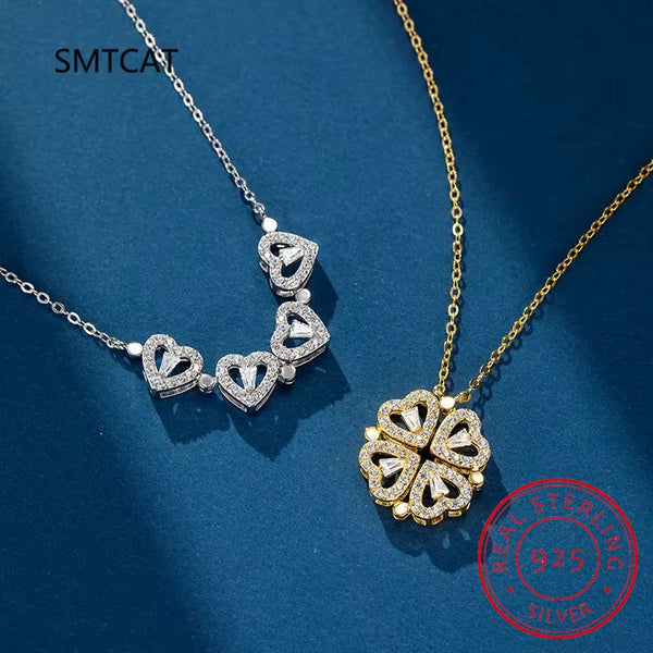 925 Sterling Silver Clover Necklace Four Leaf Heart Shape Pendant Necklace for Women Hart Luxury Jewelry Sale Dropshipping