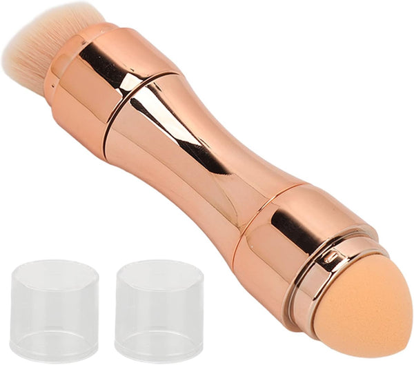 Foundation Sponge Mini Face Makeup Brush, 4 in 1 Makeup Brushes Tools Face Makeup Brush Soft Hair Portable Elastic Sponge Head Eyeshadow Lip Powder Travel Buffing Stippling Makeup Tools for Home Use