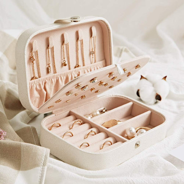 Travel Jewelry Organizer Storage Case & 2 Tiers Jewelry Portable Box Earrings Travel Case Storage Organizer Container