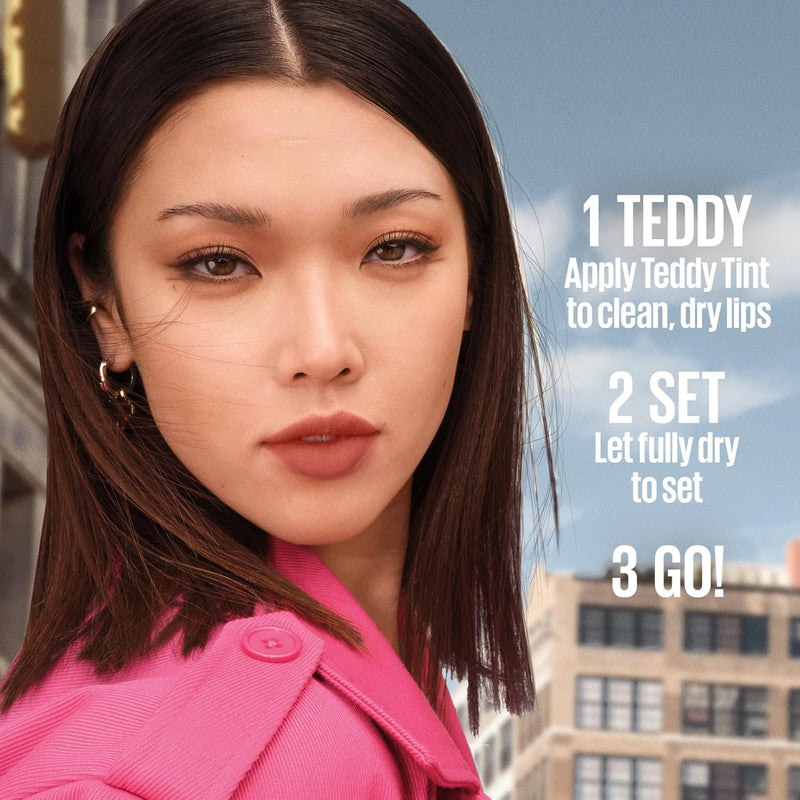 Teddy Tint, Lip Stain, Soft Lip Tint, Light Feel, 12Hr Wear, Sheer or Blurred Finish, Knee High