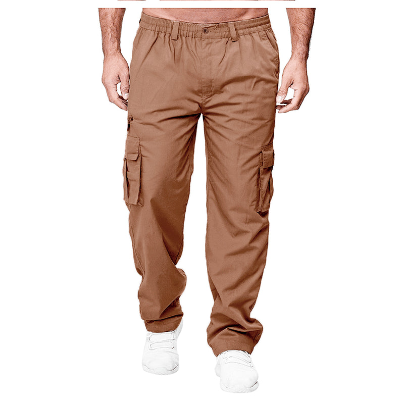 Men'S Casual Multi-Pocket Loose Straight Cargo Pants