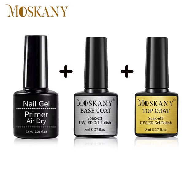 Acrylic No-Acid Primer Nail Art Set with Base Coat and Top Coat Soak off Gel Nail Polish for Nail Art Design Tool Kit