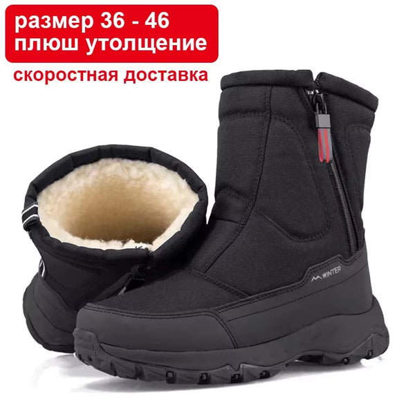Men Boots 2025 Winter Shoes for Men Warm Snow Boots Mid-Calf Men Warm Shoes Thick Plush Winter Boots for Men Women Cotton Shoes