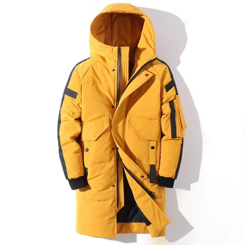 Winter Men'S down Jacket Hooded Fashion Long down Coat Men Windproof Waterproof Thick Warm Brand Mens Clothing Long Parka