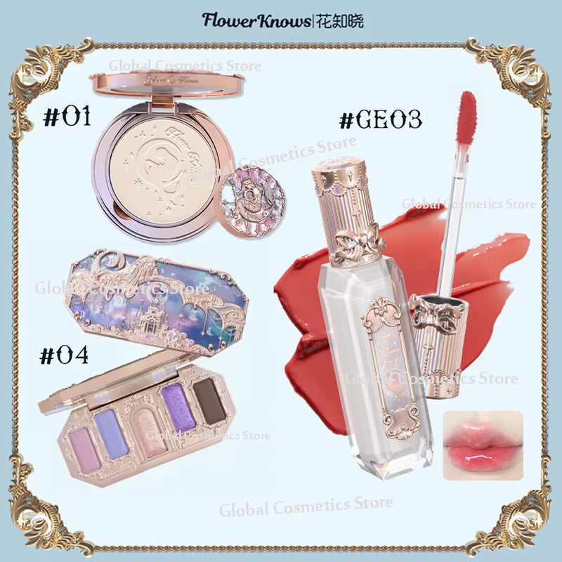 Flowerknows Moonlight Mermaid Series Makeup Kit for Women Eyeshadow Palette Lipstick Lip Gloss Makeup Powder Makeup Set