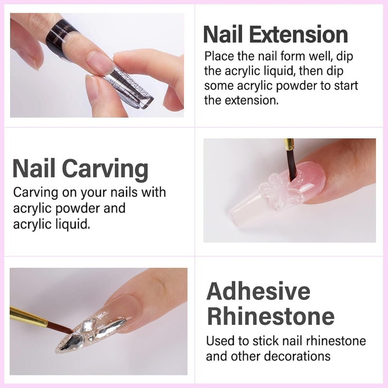 Acrylic Nail Kit-Acrylic Liquid Monomer and Acrylic Powder Set,Professional Acrylic Nail Kit Acrylic Nail Powder Acrylic Liquid Nail Brush Tips for Acrylic Nails Extension Beginner Nail Kit