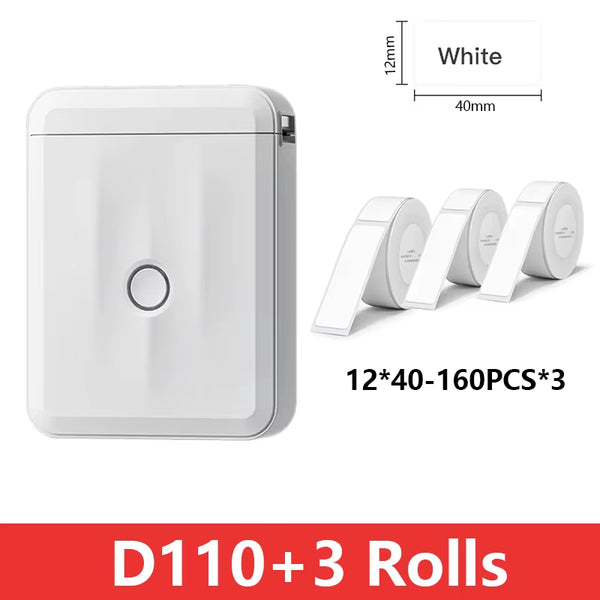 D110 Mini Portable Printer for Mobile Thermal Adhesive Label Printer for Stickers Pocket Labeling Maker Machine Wireless