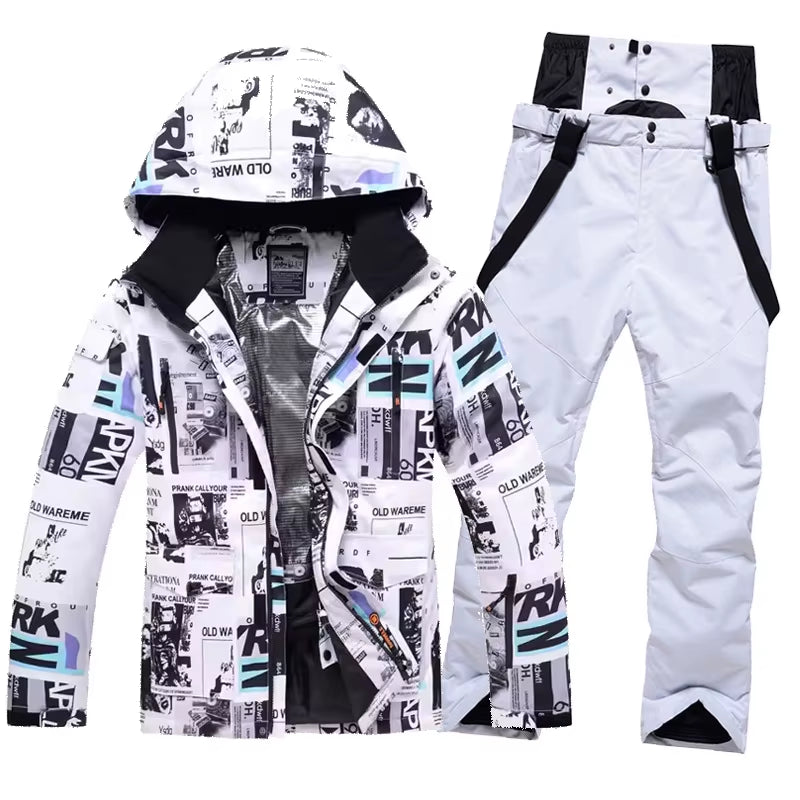 New Men Women Couples Ski Suit Winter Windproof Thick Warm Skiing Jacket and Pants Set Outdoor Snow Snowboarding Costumes