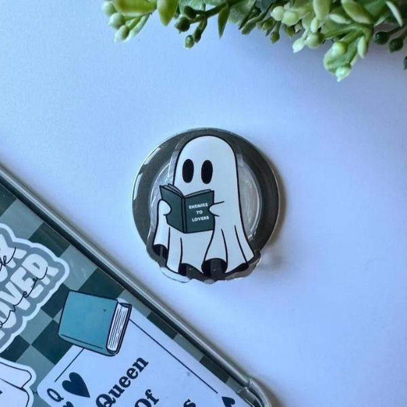Holographic Ghost Magsafe Grip, Spooky Bookish Phone Stand, Middle Finger Ghost Grip, Cute Ghost Popsocket