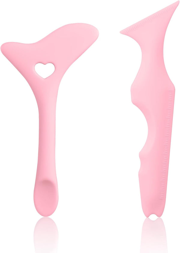 2Pcs Eyeliner Stencils, Silicone Wing Eyeliner Stencils Eyeliner Stencils Tool for Beginners Multifunctional Eyeliner Guide Tool Eye Makeup Stencils for Eyeliner Eyelash Eyeshadow (Pink)