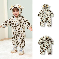 Balabala Kids' Halloween Animal Fleece Jumpsuit - Snuggly, Cute & Playful with Fun Animal Print Soft Fleece Material Easy to Wear for Little Ones Fluffy Pajamas Sleepwear Pajamas Toddler