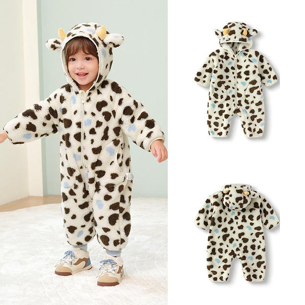 Balabala Kids' Halloween Animal Fleece Jumpsuit - Snuggly, Cute & Playful with Fun Animal Print Soft Fleece Material Easy to Wear for Little Ones Fluffy Pajamas Sleepwear Pajamas Toddler